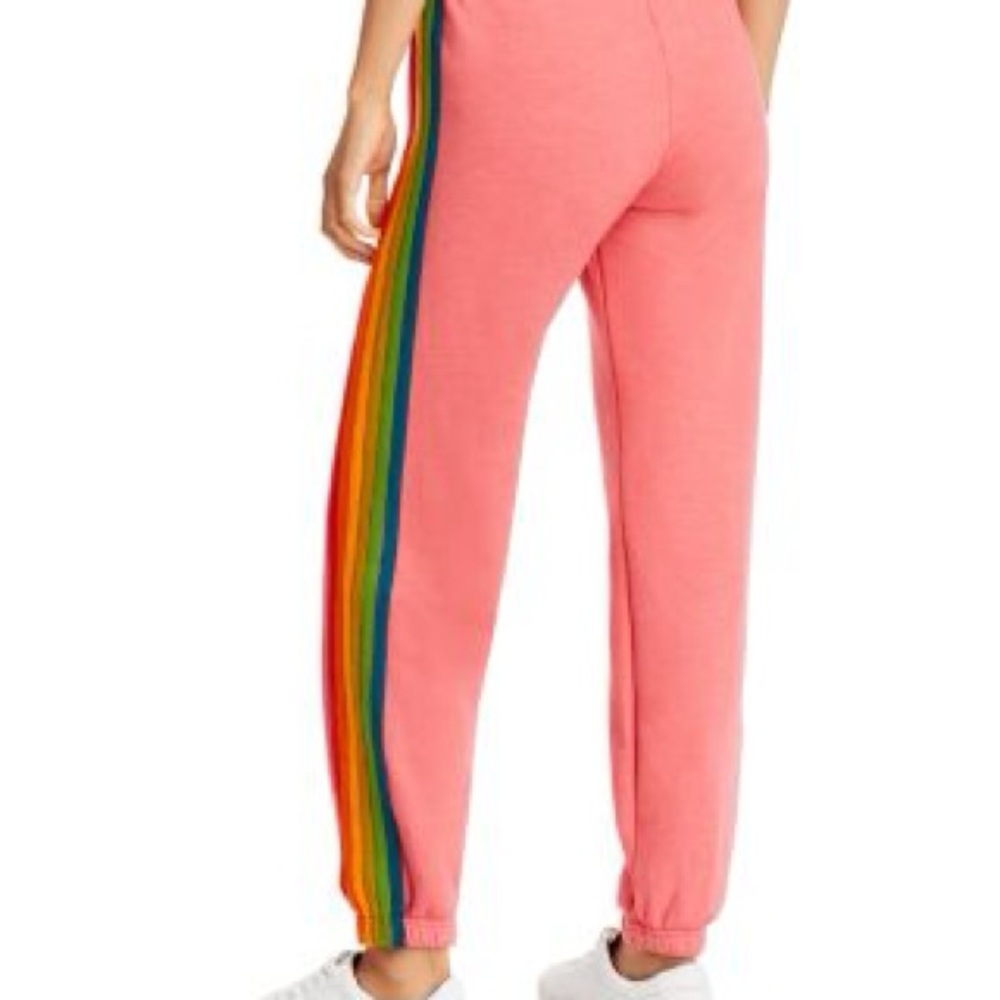 AVIATOR NATION 6 STRIPE RAINBOW SWEATPANTS SIZE L